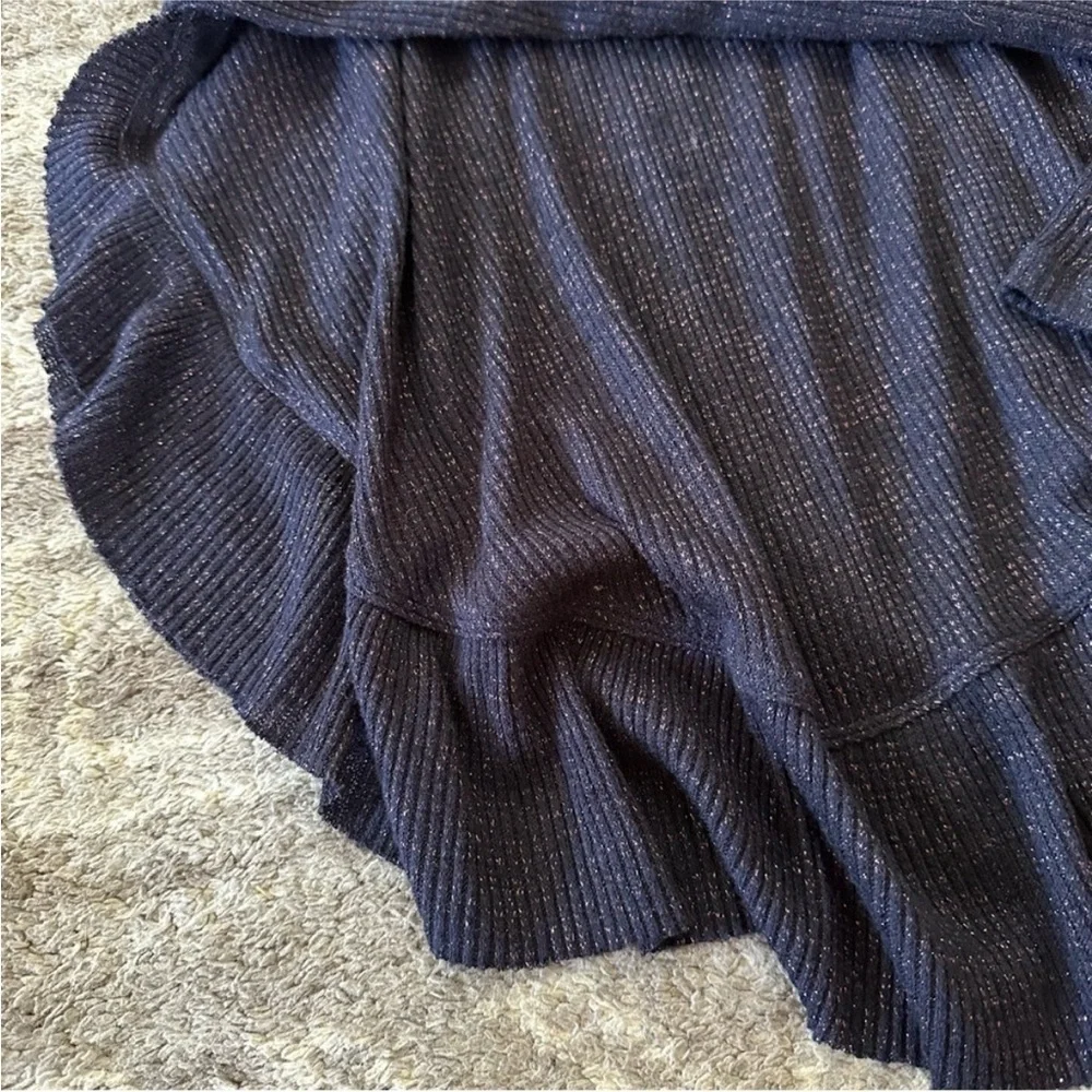 NWT Anthropologie Postmark Orley Ribbed Sparkle Cowl Neck Pullover Sweater Navy